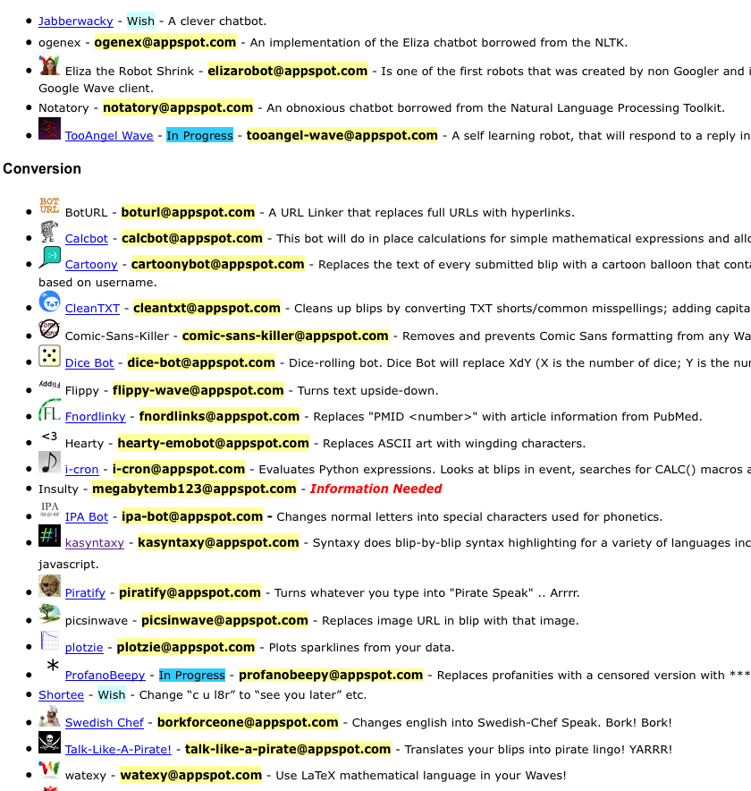 Google Wave: Extensions