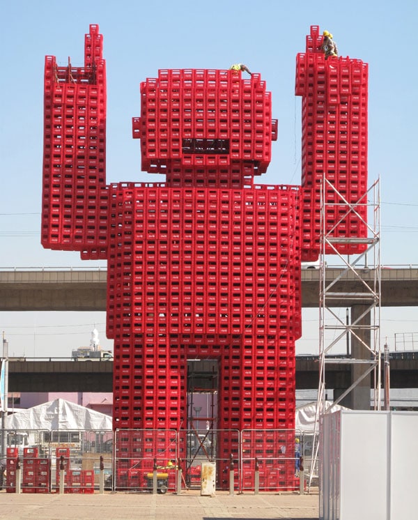A Giant Coca-Cola Man Celebrates The World Cup! A Giant Coca-Cola Man Celebrates The World Cup!