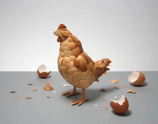 What Came First: A Chicken Made Of Eggshells