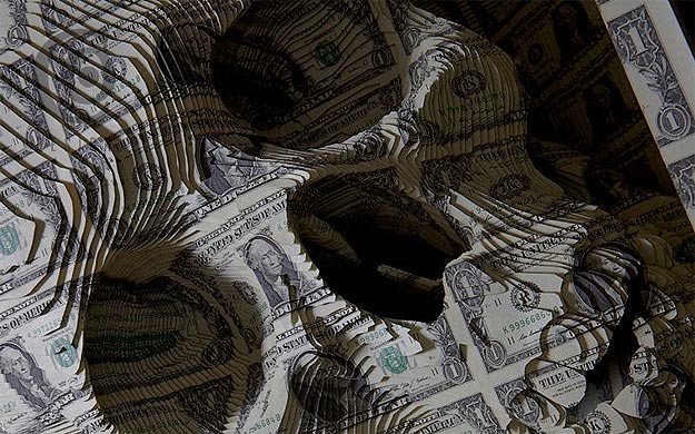 Show Me The Money: The Dollar Bill Skull Sculpture Show Me The Money: The Dollar Bill Skull Sculpture