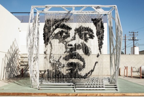 Muhammad Ali Portrait Created Using 1,500 Punching Bags Muhammad Ali Portrait Created Using 1,500 Punching Bags