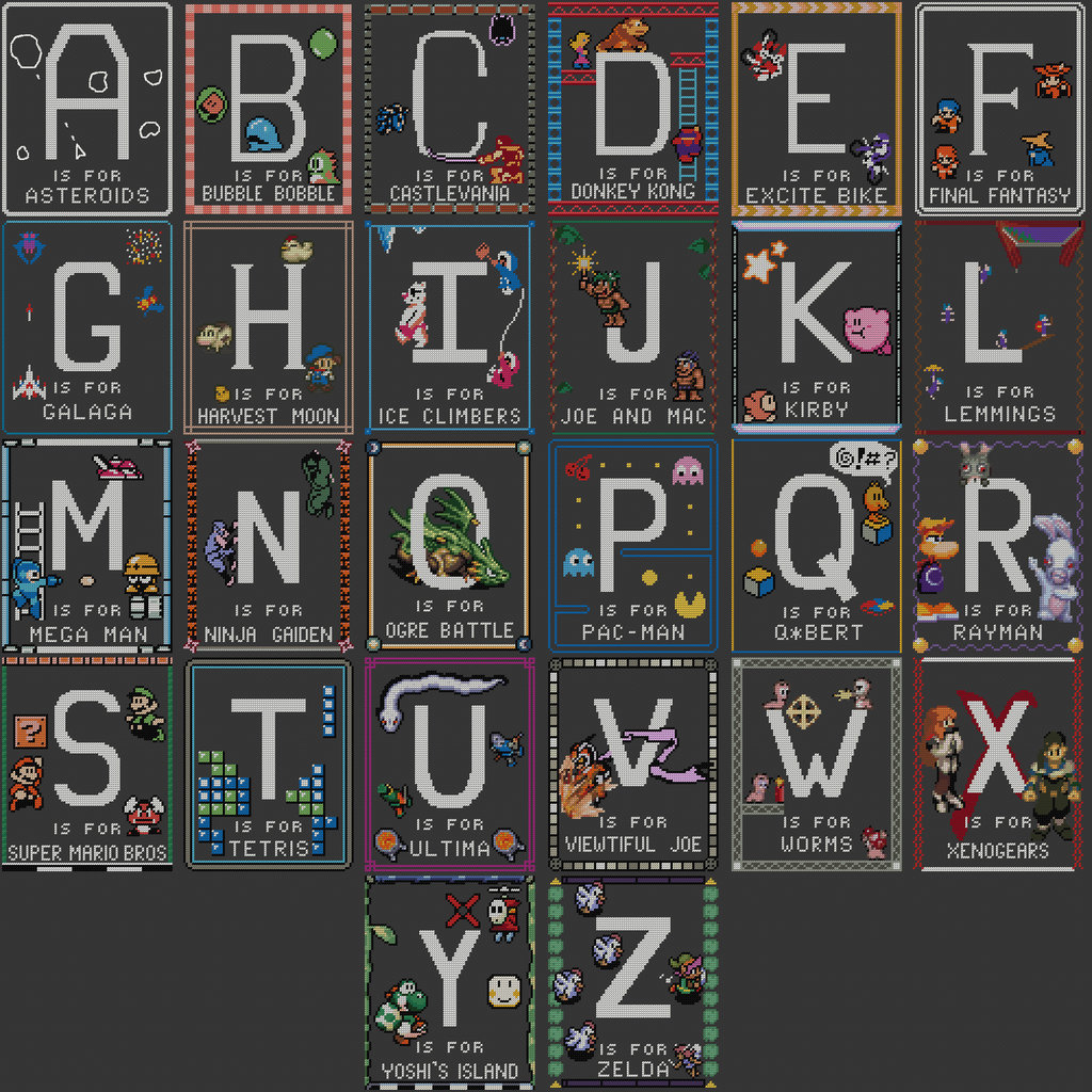8-Bit Video Game Alphabet For The Learning Nerd 8-Bit Video Game Alphabet For The Learning Nerd