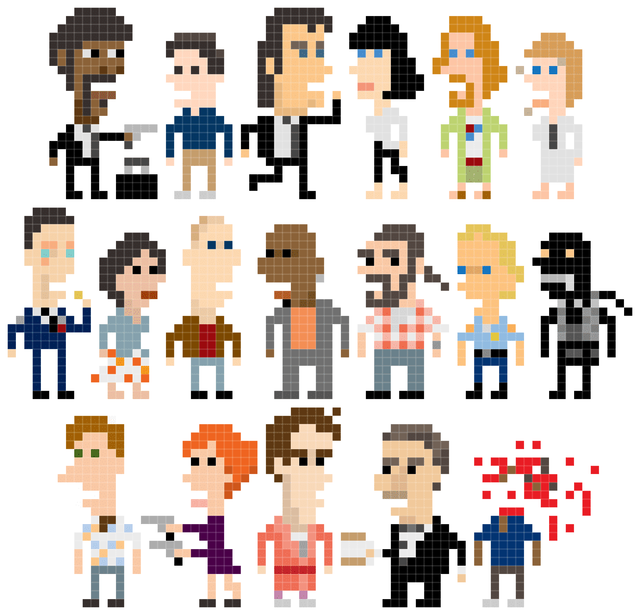 18 Pulp Fiction Characters Forever Pixel Immortalized