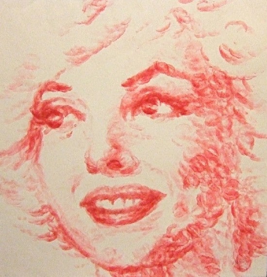 Lip Painter: Marilyn Monroe Portrait Painted Using Lips Lip Painter: Marilyn Monroe Portrait Painted Using Lips