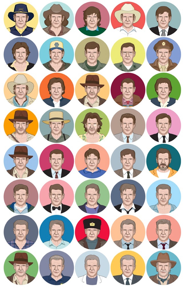 40 Harrison Ford Faces Illustrated 40 Harrison Ford Faces Illustrated