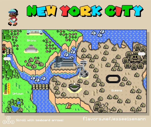 New York City Illustrated In 8-Bit Super Mario Style New York City Illustrated In 8-Bit Super Mario Style