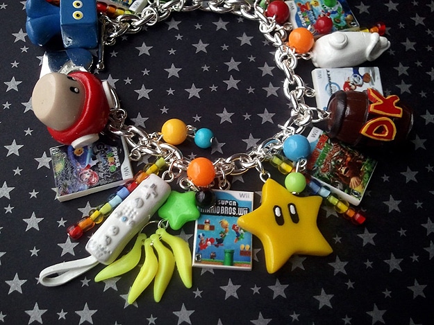 Super Mario Fans: Geeky Wii Video Game Charm Bracelet Super Mario Fans: Geeky Wii Video Game Charm Bracelet