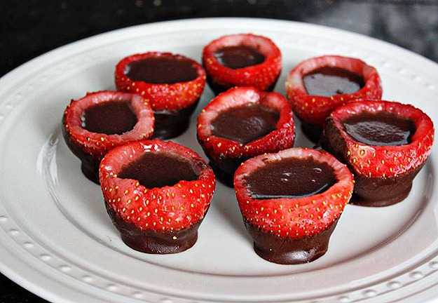 Edible Chocolate Covered Strawberry Shot Glasses