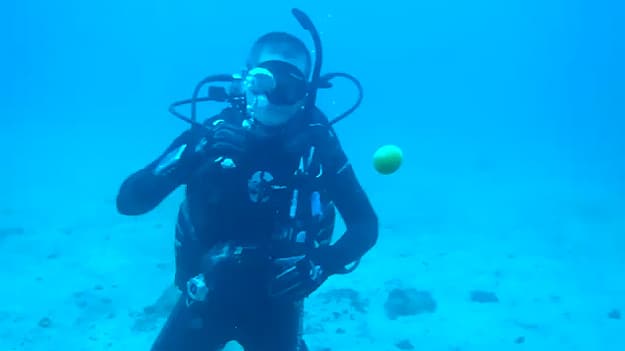 Underwater Egg Trick: Divers Crack Egg Deep In The Ocean Underwater Egg Trick: Divers Crack Egg Deep In The Ocean
