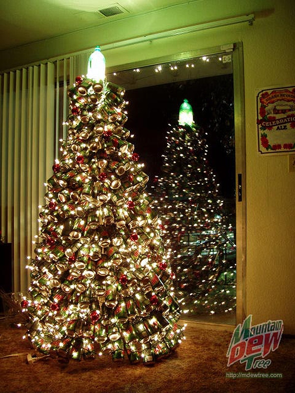 A Holiday Classic: Christmas Tree Made From 400 Mountain Dew Cans A Holiday Classic: Christmas Tree Made From 400 Mountain Dew Cans