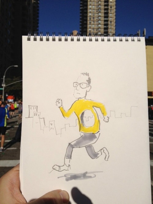 Creative Cartoonist Draws & Live Tweets During NYC Marathon Creative Cartoonist Draws & Live Tweets During NYC Marathon