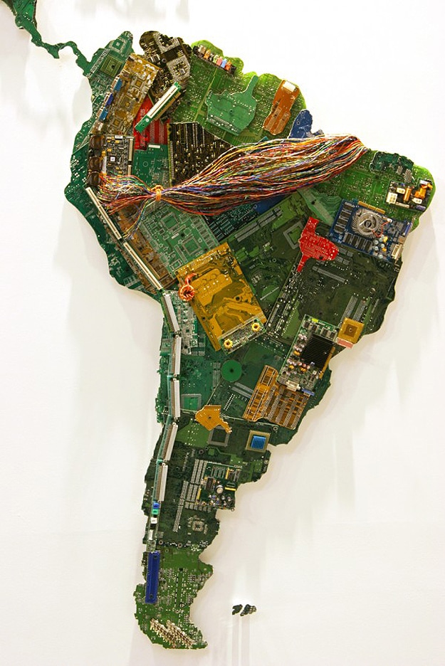 A World Map Created From Recycled Computer Parts | Bit Rebels