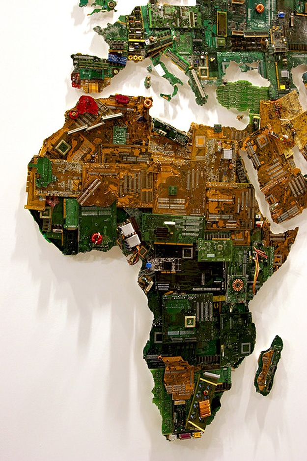 A World Map Created From Recycled Computer Parts | Bit Rebels - 625 x 937 jpeg 234kB