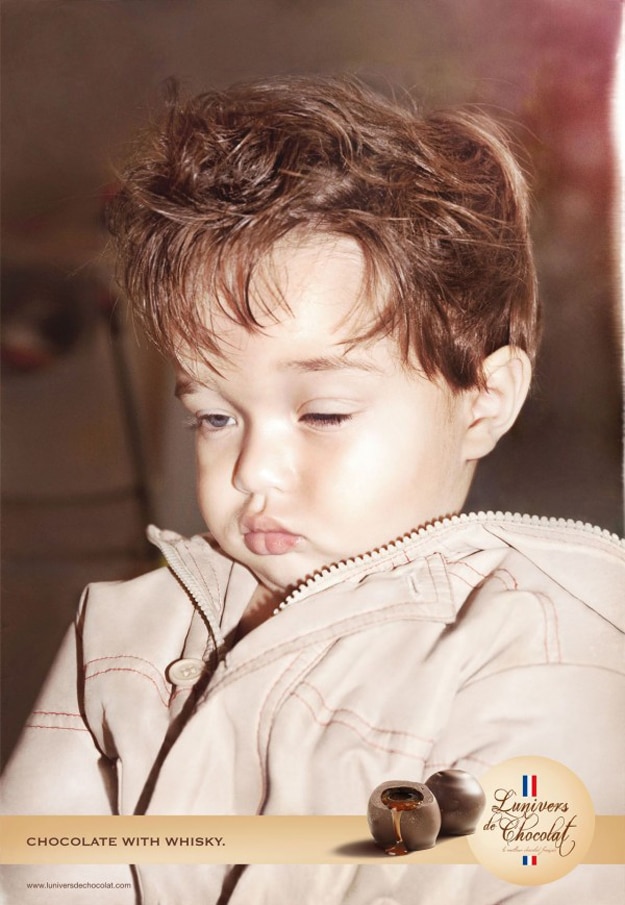 Award-Winning Drunk Baby Ads Sell Whiskey Infused Chocolates Award-Winning Drunk Baby Ads Sell Whiskey Infused Chocolates