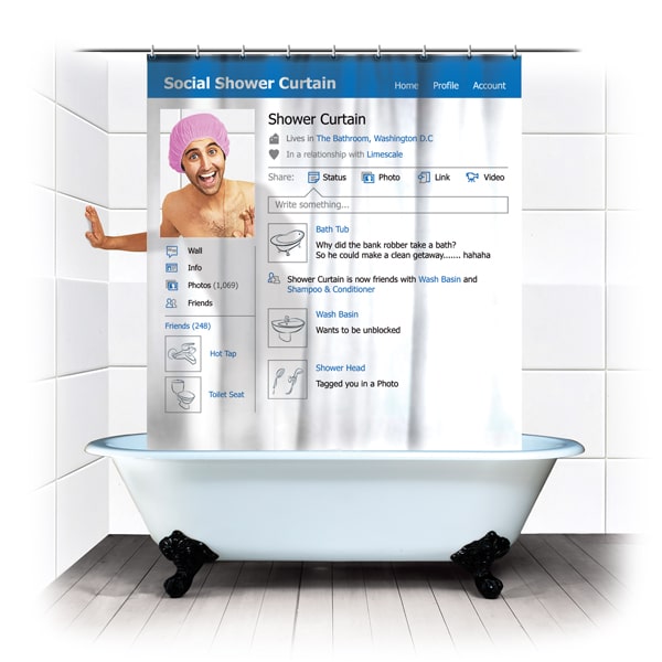Facebook Shower Curtain: No More Hiding Behind The Screen Facebook Shower Curtain: No More Hiding Behind The Screen
