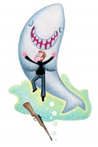 Shark and Human Being Hug