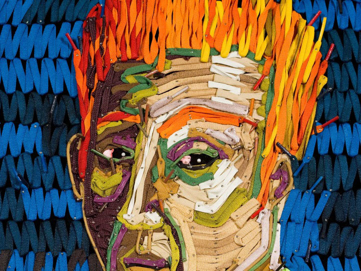 Massive Portraits Created With Colorful Shoelaces
