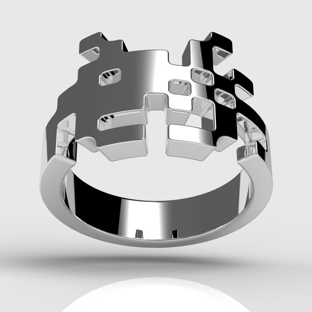 Sterling Silver Space Invaders Ring Proclaims Your Geeky Origin Sterling Silver Space Invaders Ring Proclaims Your Geeky Origin