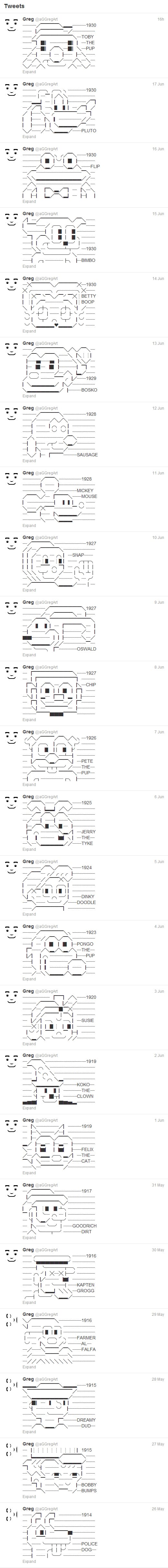 Classic & Retro Character ASCII Twitter Art