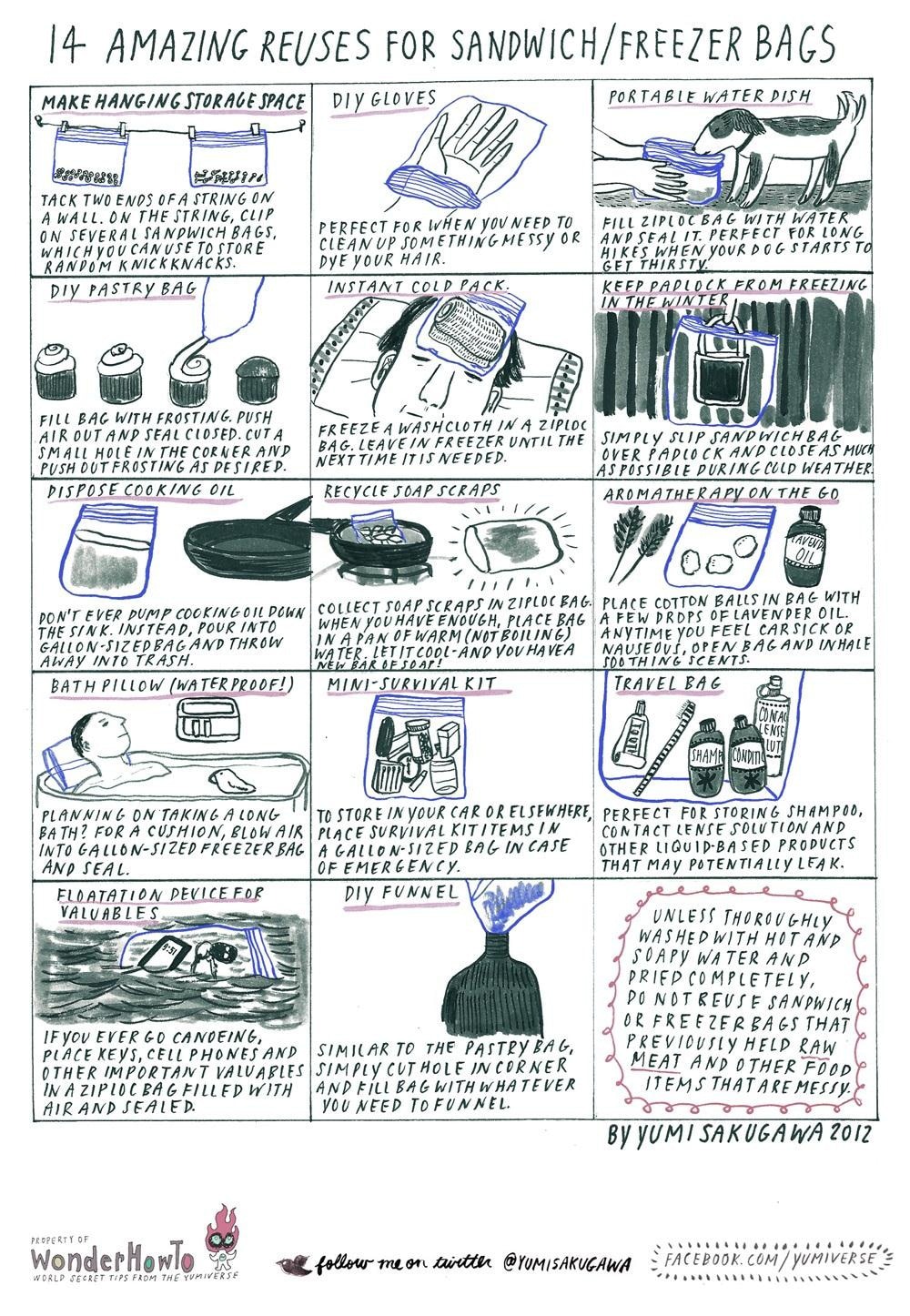 14 Very Useful Ways To Reuse Plastic Sandwich Bags [Chart]