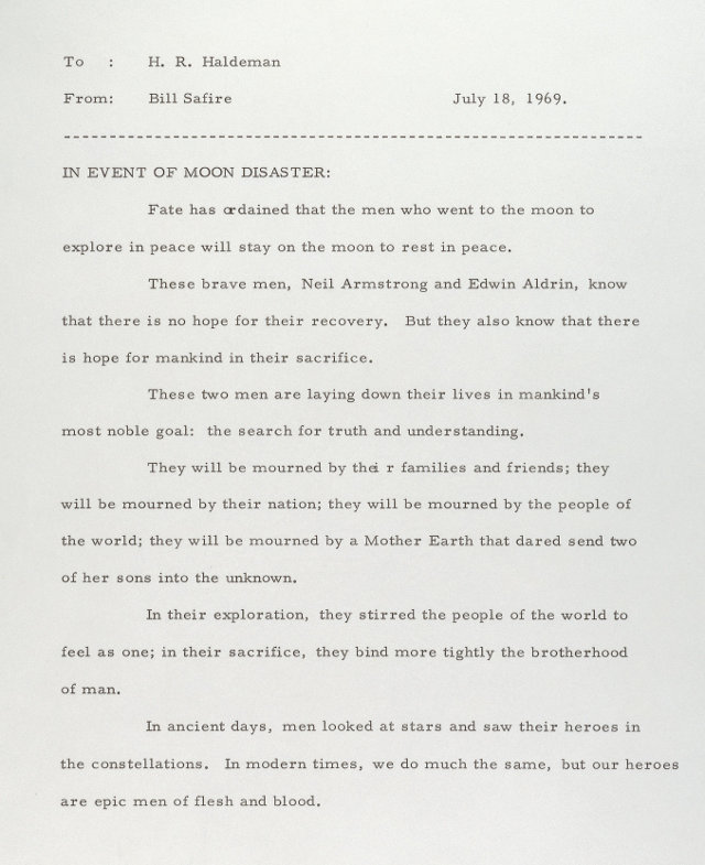 Presidential Speech To Be Read If 1969 Moon Landing Failed Presidential Speech To Be Read If 1969 Moon Landing Failed