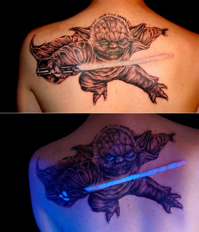 Yoda Blacklight Tattoo Glows In The Dark Yoda Blacklight Tattoo Glows In The Dark