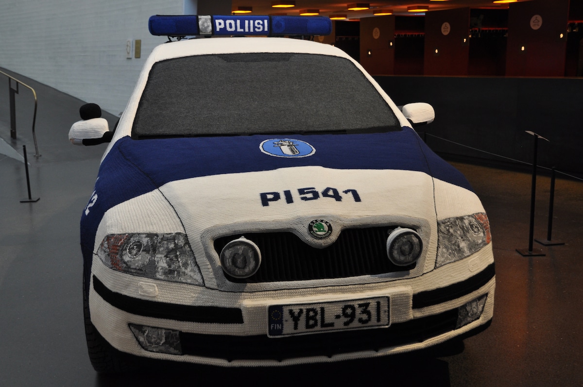 Full-Size Crocheted Police Car Model Is A Different Kind Of Fuzz
