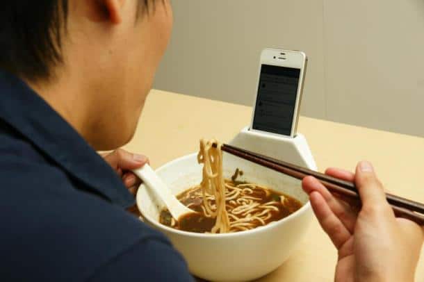 Ramen Bowl iPhone Dock Enables Dinner FaceTime Companionship Ramen Bowl iPhone Dock Enables Dinner FaceTime Companionship