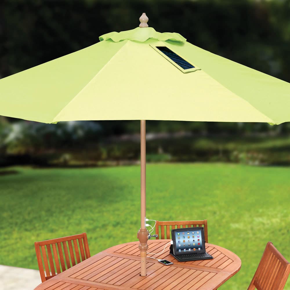 High Tech Picnic Table Umbrella Uses Sunshine To Charge Mobile Devices High Tech Picnic Table Umbrella Uses Sunshine To Charge Mobile Devices