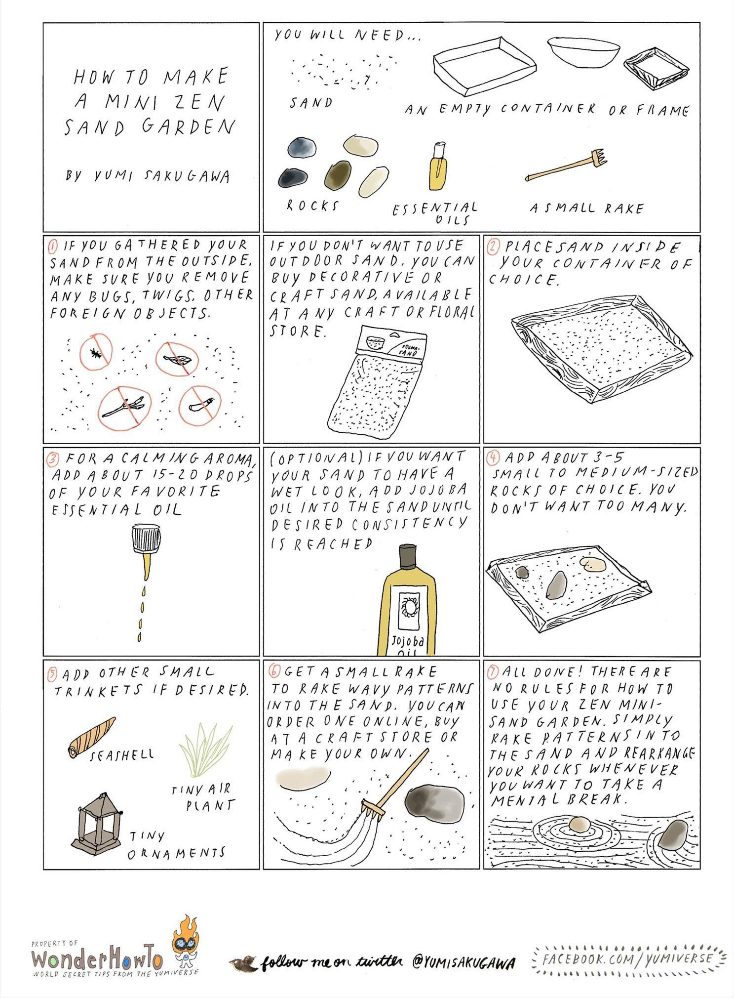 How To Make An Anti-Stress Miniature Zen Garden For Your Desk [Chart]
