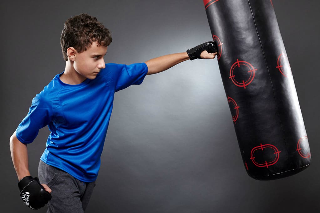 kids punching bag and gloves