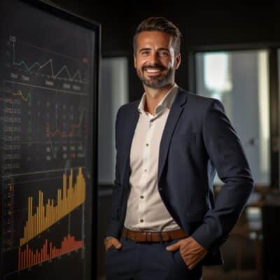 Businessman Happy Profit Growth Using Ghostwriter