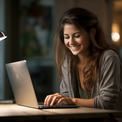 Female Using Data Extraction Service Office