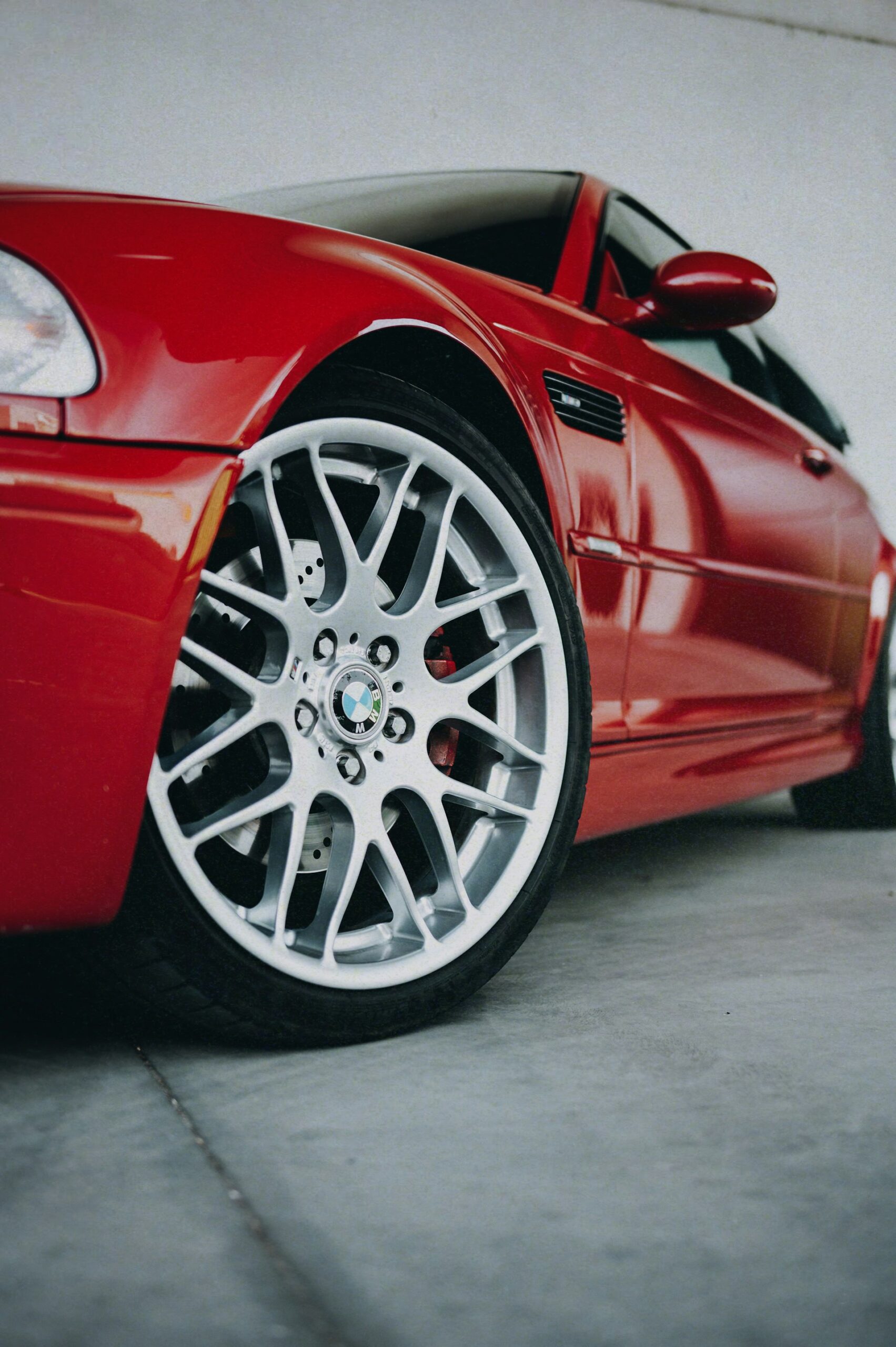 Red Sports Car Parked in Garage