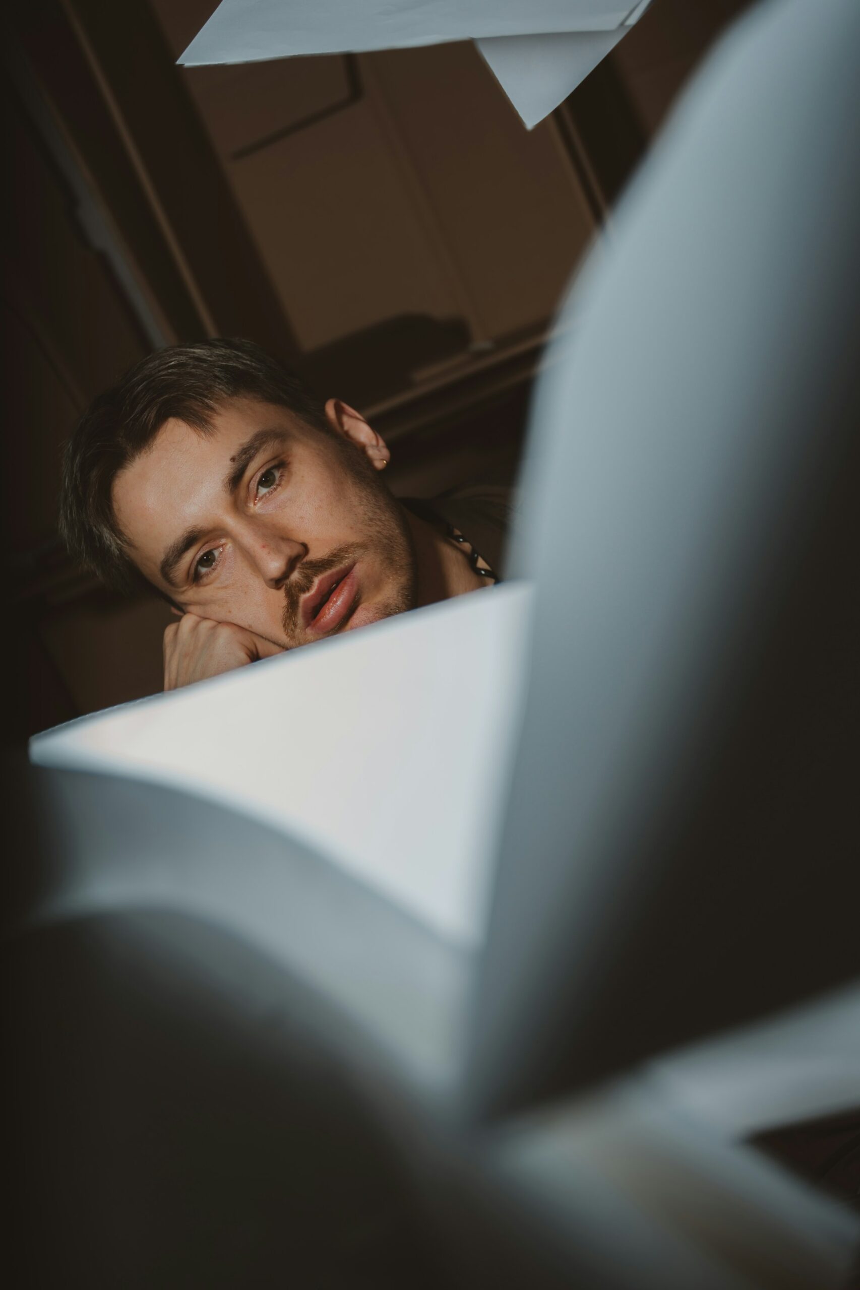 Man Looking Tax Relief Filing Papers